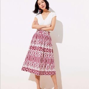 Loft ikat pull on midi skirt magenta white